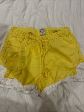 Haute Hippie Bright Yellow Linen-Blend Shorts